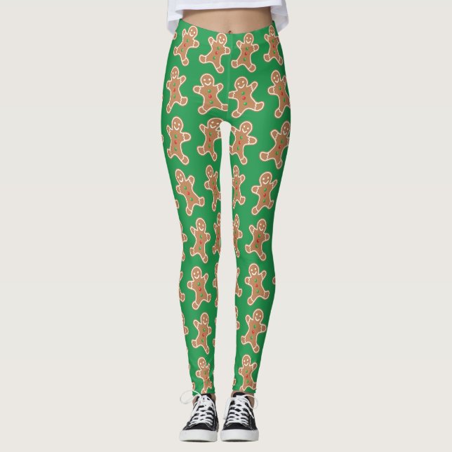 Lebkuchen-Mann-Grün-Leggings Leggings (Vorderseite)