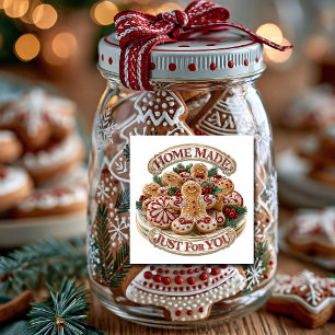 Lebkuchen-Mann Kekse Selbstgemacht Nur für Dich Quadratischer Aufkleber