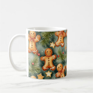 Lebkuchen-Mann-Kekse und Sterne Wasserfarbenkunst Kaffeetasse