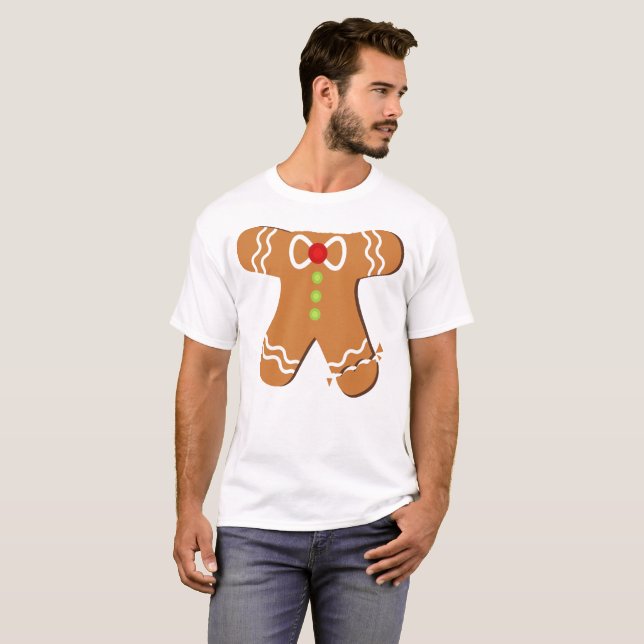 Lebkuchen-Mann-Kostüm-lustiges Weihnachten T-Shirt (Vorne ganz)