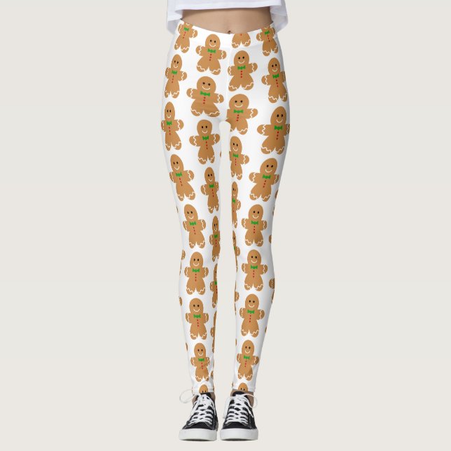 Lebkuchen-Mann-Muster Leggings (Vorderseite)