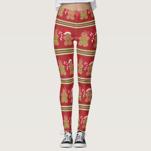 Lebkuchen Mann Rot und Grün Horizontale Streifen Leggings
