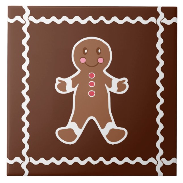 Lebkuchen-Mann-Untersetzer-Fliese Fliese (Vorderseite)