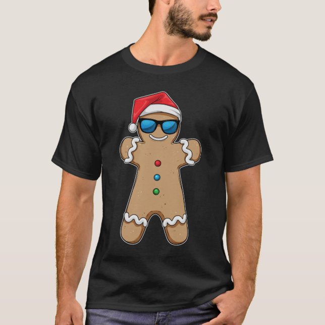 Lebkuchen Mann Weihnachts Sonnenbrille T-Shirt (Vorderseite)