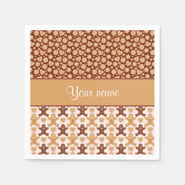 Lebkuchen Männer Gesichter und Herzen Serviette (Vorderseite)