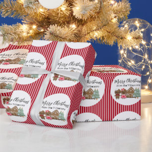 Lebkuchen Menschen frohe Weihnachten Rot Streifen Geschenkpapier