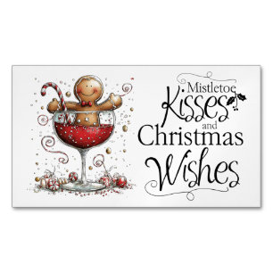 Lebkuchen-Mistel-Küsse und Weihnachtswünsche Magnetische Visitenkarte