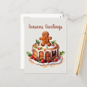 Lebkuchen mit Aquarellfarben hinzufügen Feiertagspostkarte