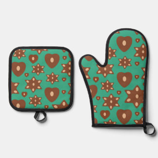 Lebkuchen mit Mandeln Ofenhandschuh & Topflappen-Set
