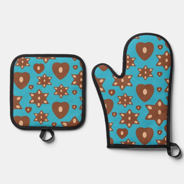Lebkuchen mit Mandeln Ofenhandschuh & Topflappen-Set (Vorderseite)