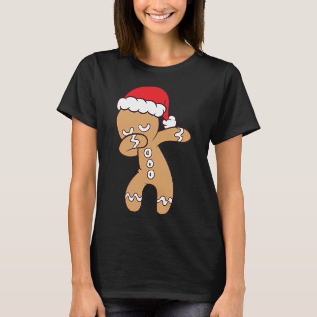 Lebkuchen mit Weihnachtsmannmütze Niedliches Dabbi T-Shirt (Vorderseite)