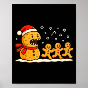 Lebkuchen-Monster-Verfolgungsjagd Lustiger Weihnac Poster