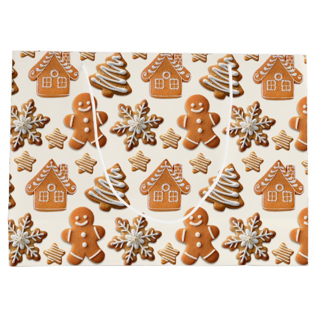 Lebkuchen-Muster Große Geschenktüte (Rückseite)