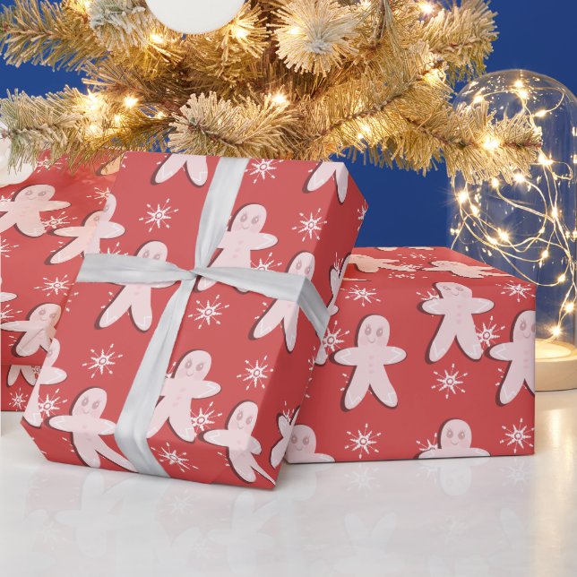 Lebkuchen Pink Cookie und Schneeflocken Geschenkpapier (Feiertage)