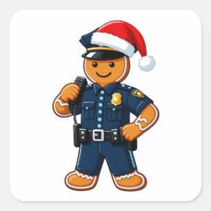 Lebkuchen-Polizist Weihnachten 2026 Urlaub Quadratischer Aufkleber
