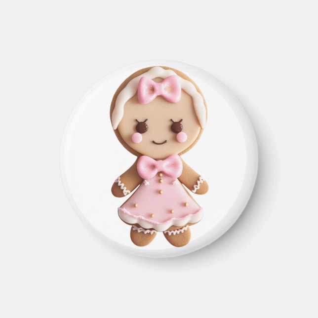 Lebkuchen/Puppe\Pink Bow\Magnet Magnet (Vorne)