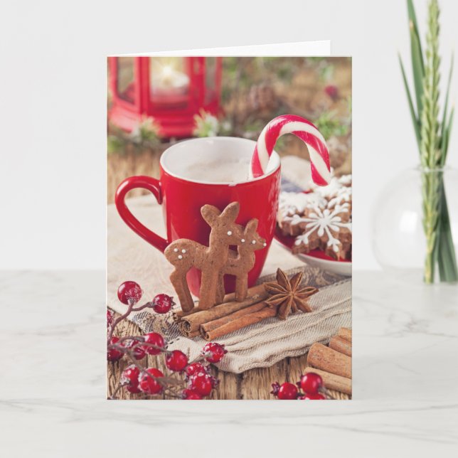 Lebkuchen-Ren-Plätzchen Feiertagskarte (Vorderseite)