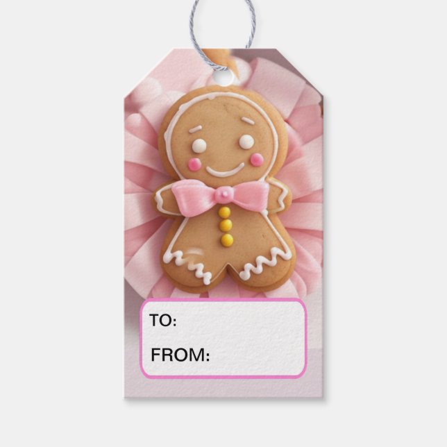 Lebkuchen/Rosa/Band/Geschenkstempel Geschenkanhänger (Vorderseite)