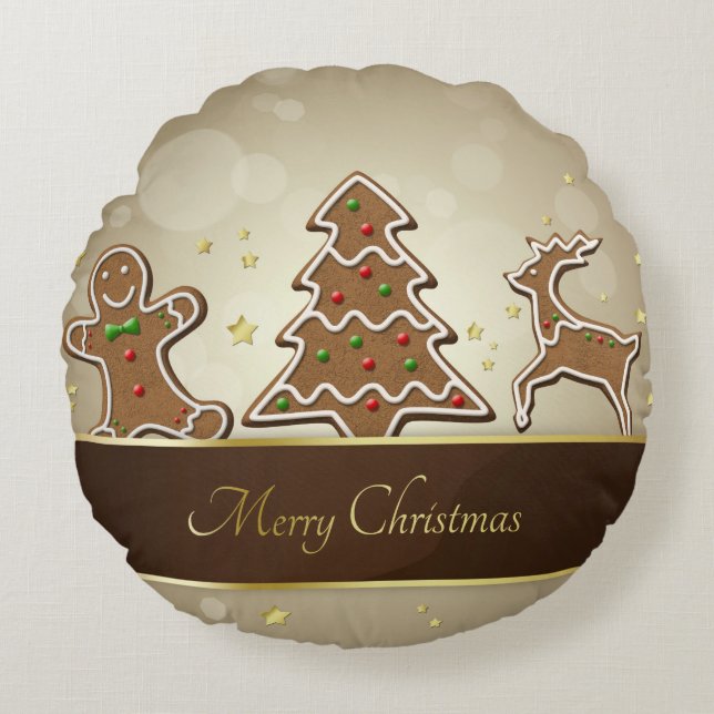 Lebkuchen Rundes Kissen (Vorderseite)