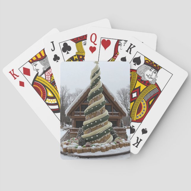 Lebkuchen-Schnecken-Weihnachtsbaum-Spielkarten Spielkarten (Rückseite)