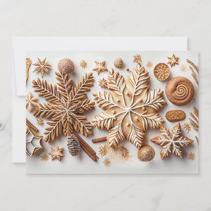 Lebkuchen Schneeflocken mit Goldenem Glitzer Feiertagskarte
