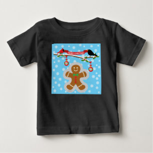 Lebkuchen, Schneeflocken und Vögel Baby T-shirt