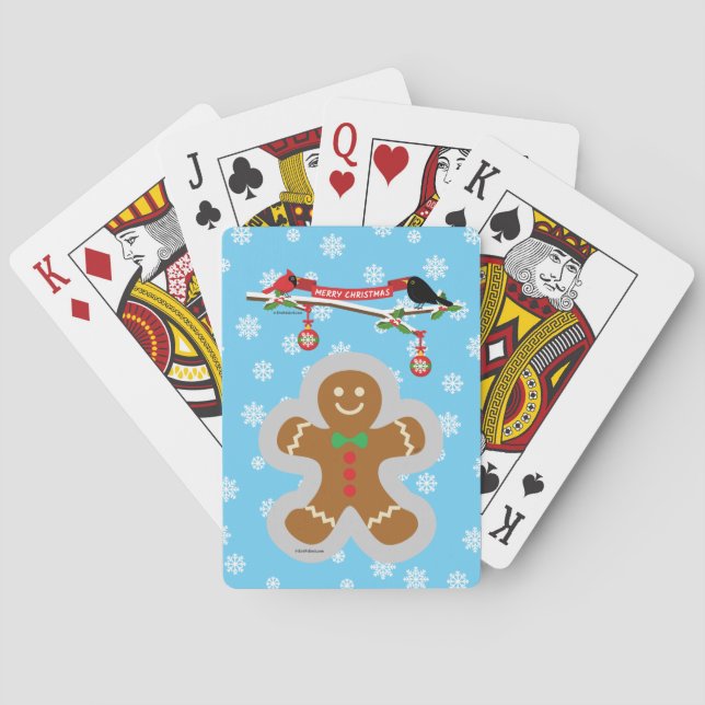 Lebkuchen, Schneeflocken und Vögel Spielkarten (Rückseite)
