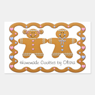 Lebkuchen ~ selbst gemachter rechteckiger aufkleber