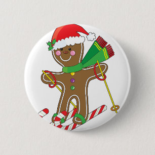 Lebkuchen-Skifahrer Button