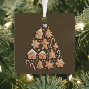 Lebkuchen Süßer Weihnachtsbaum Winter Bäcker Ornament Aus Metall