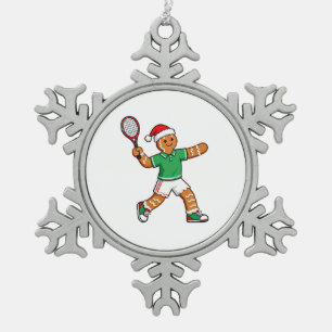 Lebkuchen Tennis Weihnachten 2026 Feiertags Sport Schneeflocken Zinn-Ornament