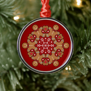 Lebkuchen und Schneeflocken Mandala Ornament Aus Metall