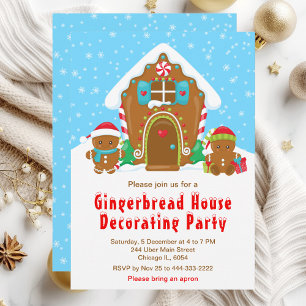 Lebkuchen-Verzierungs-Party in Hellblau und Rot Einladung