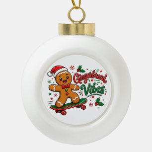 Lebkuchen-Vibes-Skateboard-Weihnachten Keramik Kugel-Ornament