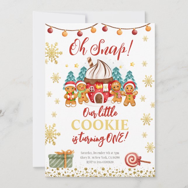 Lebkuchen Weihnachten Geburtstag Einladung (Vorderseite)