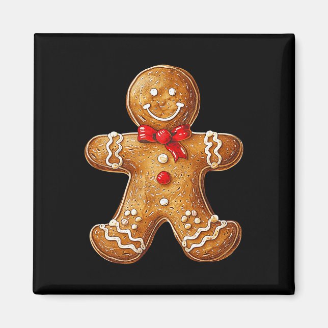 Lebkuchen Weihnachten Grafische Weihnachtsfamilie  Magnet (Vorne)