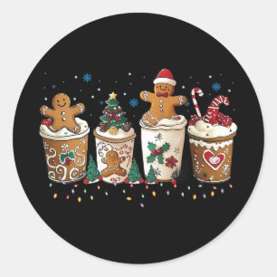 Lebkuchen Weihnachten Kaffee Süß Winter Hol Runder Aufkleber