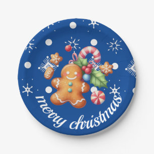 Lebkuchen Weihnachten Pfefferminz Blau Name Schnee Pappteller