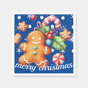Lebkuchen Weihnachten Pfefferminz Blau Name Schnee Serviette