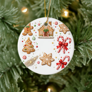Lebkuchen Weihnachten und Zuckerstangen Keramik Ornament