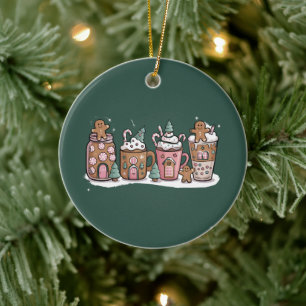 Lebkuchen-Weihnachts-Kaffee-Liebhaber-Latte-Geträn Keramik Ornament