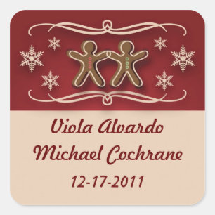 Lebkuchen-Weihnachtsaufkleber Quadratischer Aufkleber