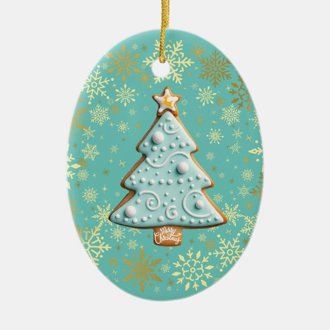 Lebkuchen, Weihnachtsbaum Keramik Ornament (Vorne)