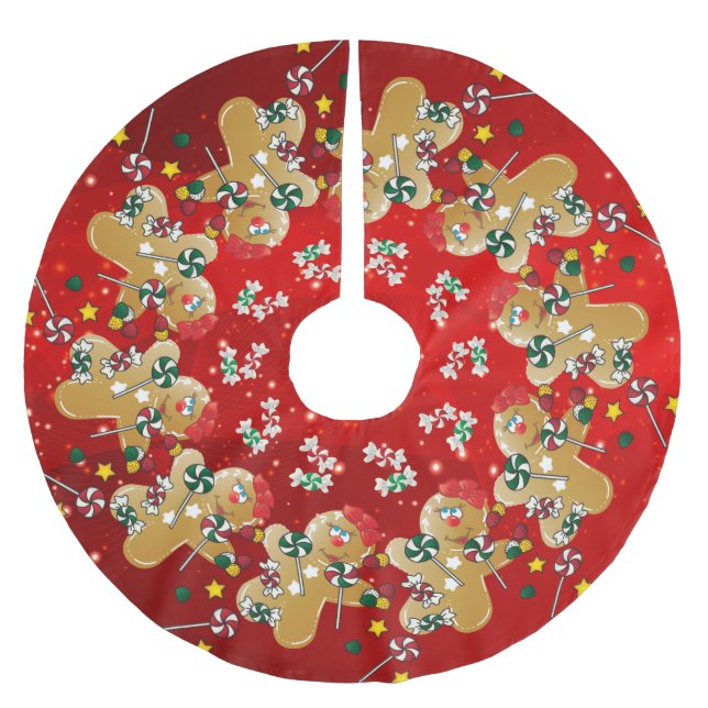 Lebkuchen-Weihnachtsbonbon-Süßigkeit Polyester Weihnachtsbaumdecke (Vorderseite)