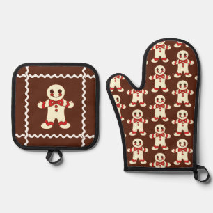 Lebkuchen-Weihnachtscookie-Topflappen Ofenhandschuh & Topflappen-Set