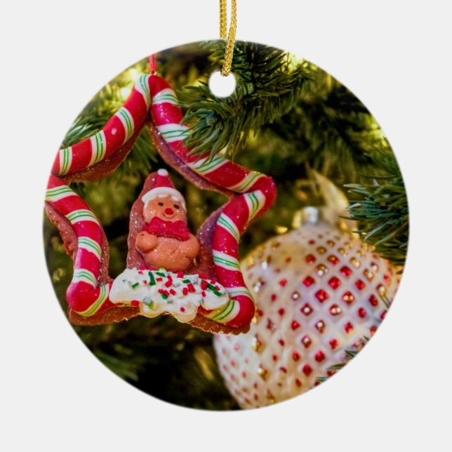 Lebkuchen Weihnachtsdekoration Keramik Ornament (Vorne)