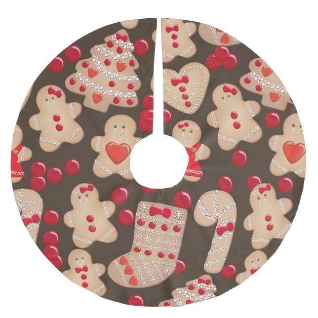 Lebkuchen Weihnachtsfeiertag Polyester Weihnachtsbaumdecke (Vorderseite)