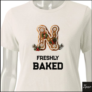 Lebkuchen-Weihnachtsinitiale Buchstabe N Tri-Blend Shirt