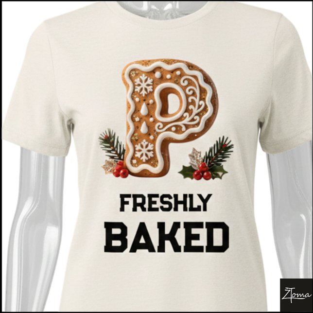 Lebkuchen-Weihnachtsinitiale Buchstabe P Tri-Blend Shirt (Von Creator hochgeladen)