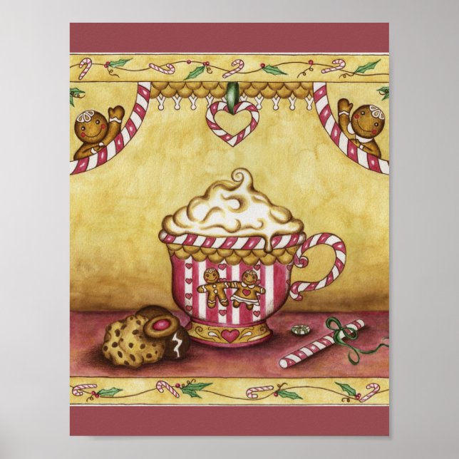 Lebkuchen-Weihnachtskaffee-Kunstbastelpapier Poster (Vorne)